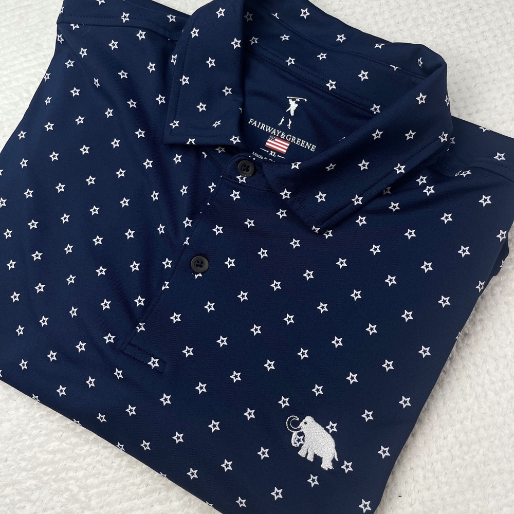 Fairway &‎ Greene Golf Polo Shirt Star Print USA Made Athletic XL